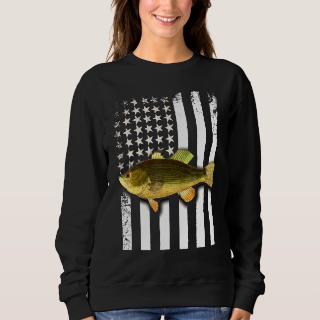Big Mouth Bass American Flag USA Large Mouth Bass  Sweatshirt (Front)