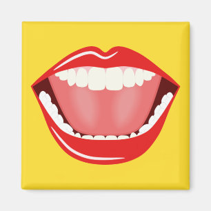 Big Mouth Cool Humor Funny Square Magnet