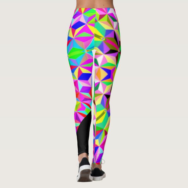 big Multi-colour 3-d polygon pattern Leggings (Back)