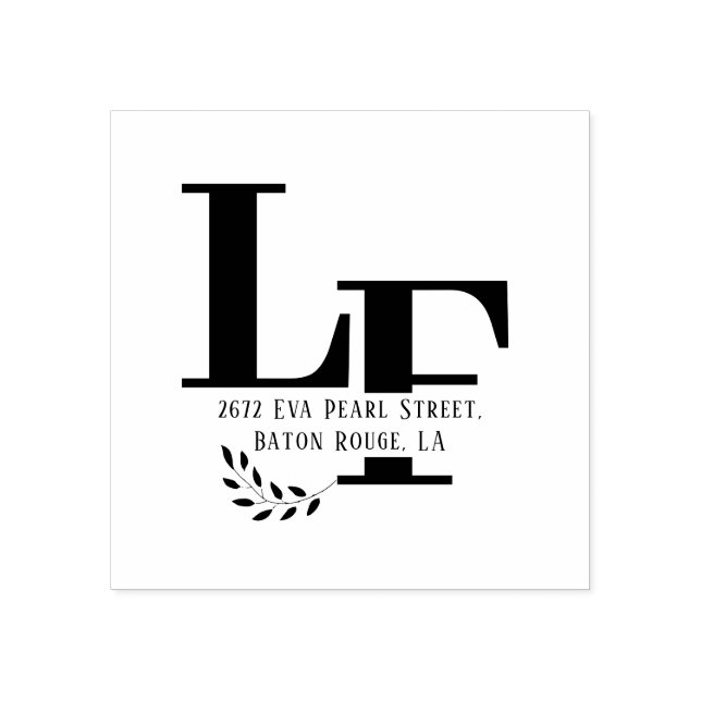 Big Name Initial Leaves Wedding  Rubber Stamp (Imprint)