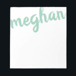 Big Name Mint Green Personalised Notepad<br><div class="desc">This fun notepad features your name,  extra large at the top.  Use the template form to add your name.  Then choose the  option to customise further to move your name around or change the colour.</div>