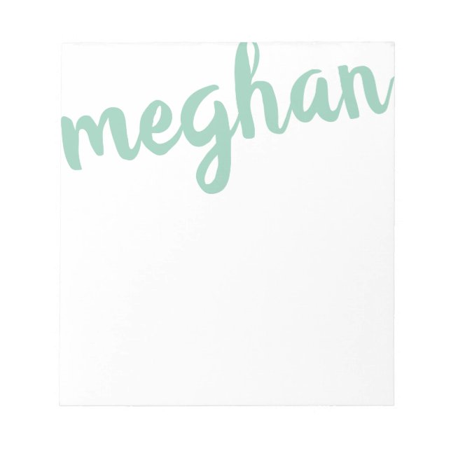 Big Name Mint Green Personalised Notepad (Front)