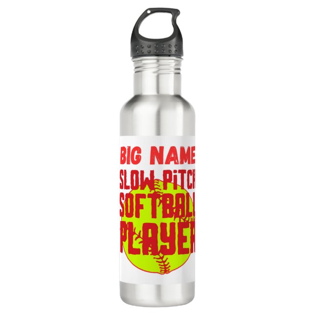 Big name slow pitch softball player 710 ml water bottle (Front)