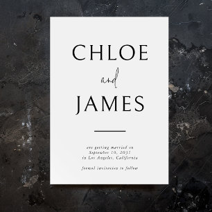 Big Names Modern Typography Black White Wedding Save The Date