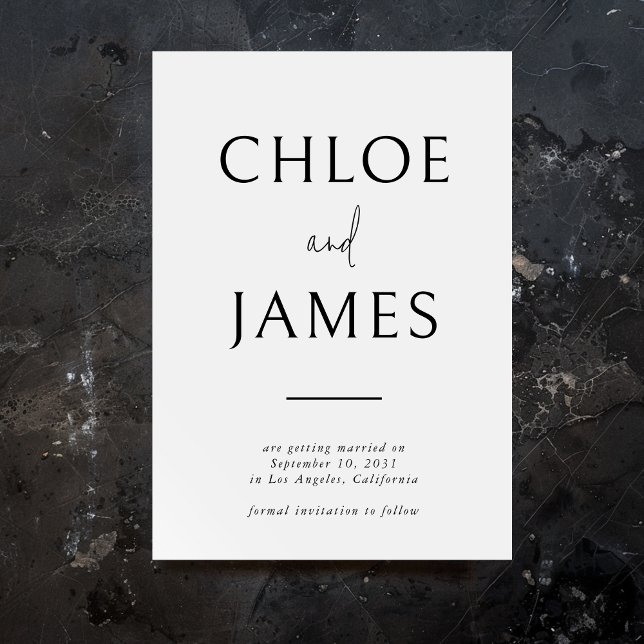 Big Names Modern Typography Black White Wedding Save The Date (Creator Uploaded)