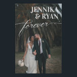 Big Names White Overlay Forever Wedding Photo Faux Canvas Print<br><div class="desc">Wedding photo faux canvas print with the bride and groom's names in large white letters above forever in a pretty script.</div>