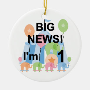 Big News Circus 1st Birthday T-shirts and Gifts Ceramic Ornament