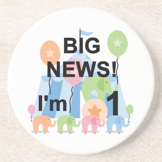 Big News Circus 1st Birthday T-shirts and Gifts Coaster (Front)