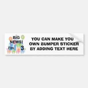 Big News Circus 3rd Birthday Tshirts and Gifts Bumper Sticker