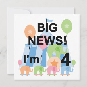 Big News Circus 4th Birthday T shirts and Gifts Card