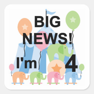 Big News Circus 4th Birthday T shirts and Gifts Square Sticker