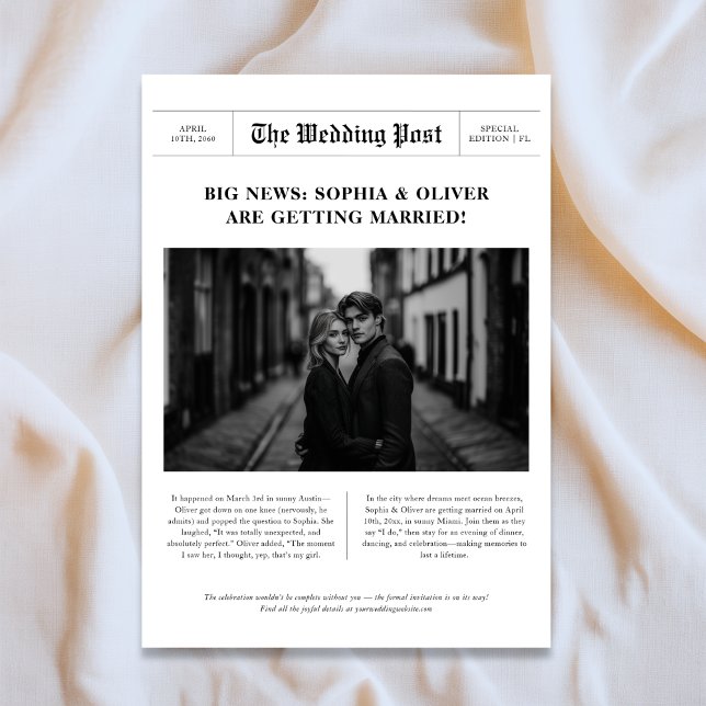 Big News Editorial Photo Wedding Newspaper Style Save The Date (Creator Uploaded)