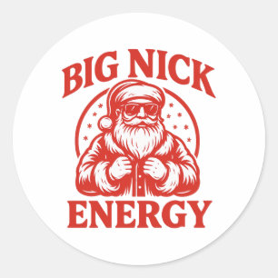 Big Nick Energy Cool Santa Claus Christmas Classic Round Sticker
