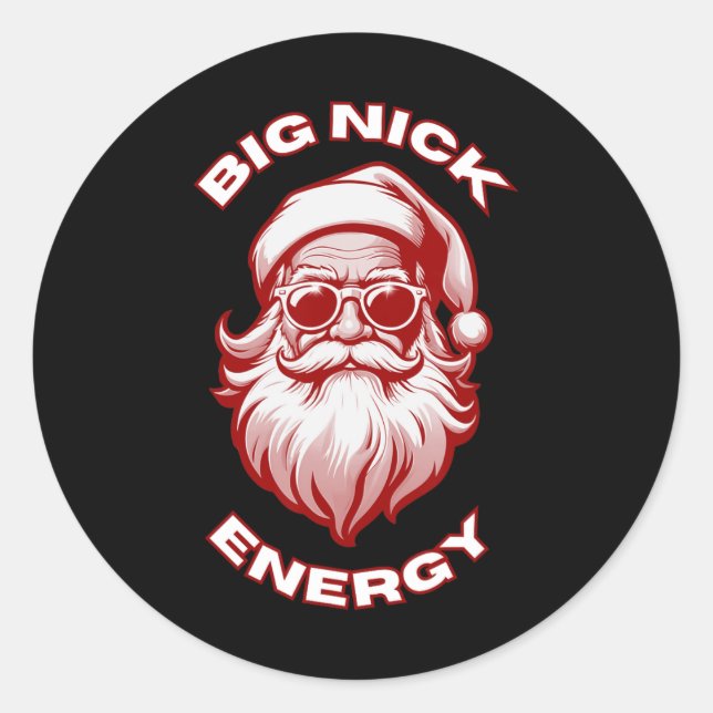 Big Nick Energy Funny Santa Christmas  Classic Round Sticker (Front)