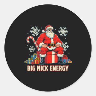 Big Nick Energy Funny Santa Christmas Vintage  Classic Round Sticker