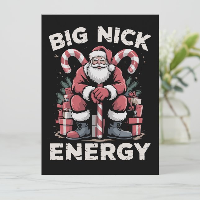 Big Nick Energy Funny Santa Claus Christmas  Holiday Card (Standing Front)