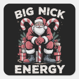 Big Nick Energy Funny Santa Claus Christmas Square Sticker