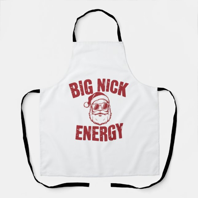 Big Nick Energy Funny Santa Rude Christmas Joke  Apron (Front)