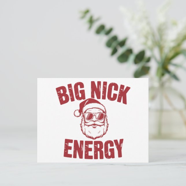 Big Nick Energy Funny Santa Rude Christmas Joke  Holiday Postcard (Standing Front)