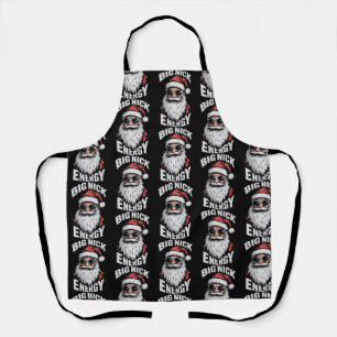 Big Nick Energy Funny Santa Sunglasses Christmas Apron