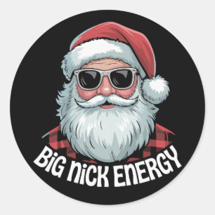 Big Nick Energy Funny Santa Sunglasses Christmas Classic Round Sticker