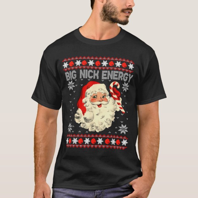 Big Nick Energy Funny Santa Ugly Christmas Sweater (Front)