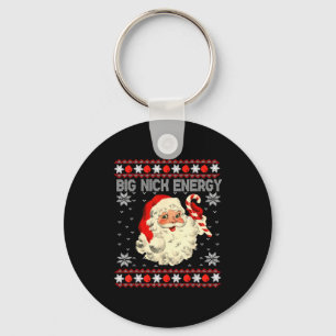 Big Nick Energy Funny Santa Ugly Christmas Sweater Key Ring