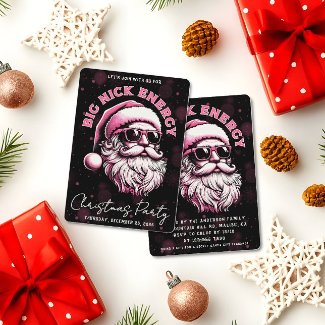 Big Nick Energy Santa Funny Christmas Xmas Holiday Invitation (Creator Uploaded)