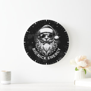 Big Nick Energy Santa Funny Christmas Xmas Holiday Large Clock