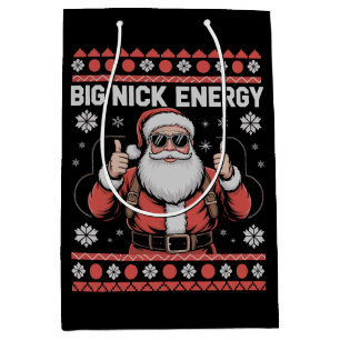 Big Nick Energy Santa Ugly Christmas Sweater Medium Gift Bag