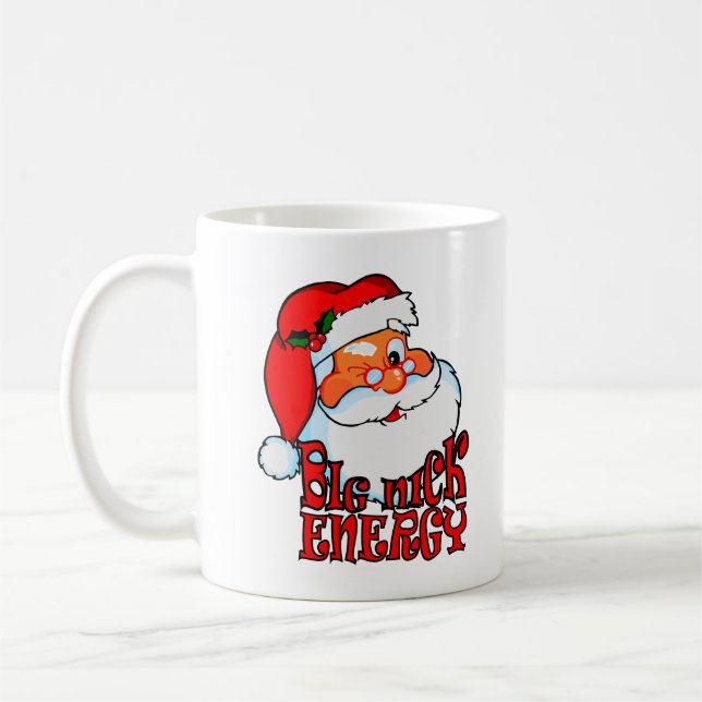 Big Nick Santa Energy - Retro Santa Xmas Christmas Coffee Mug (Left)