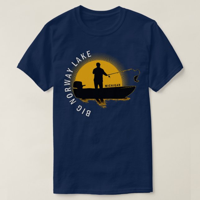 Big Norway Lake Fishing Michigan Sunrise T-Shirt (Design Front)