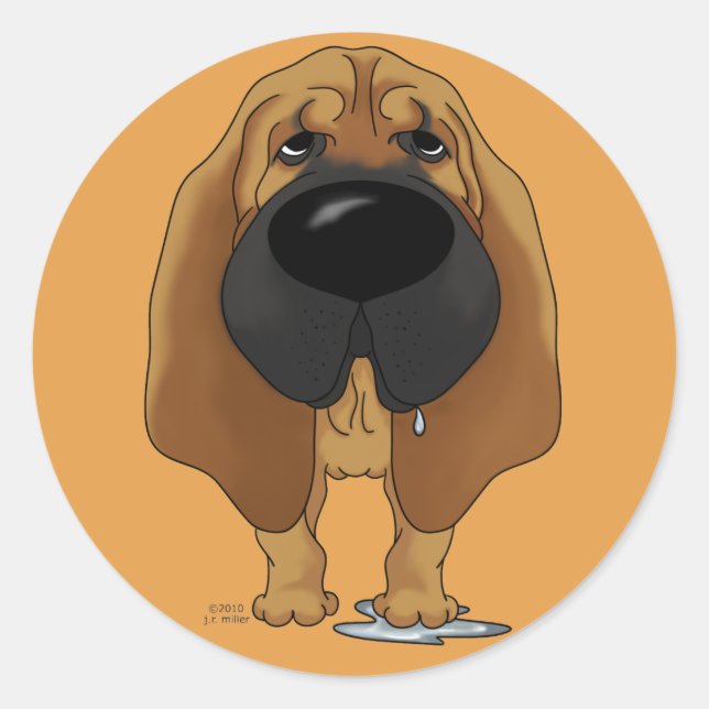 Big Nose Bloodhound Classic Round Sticker (Front)