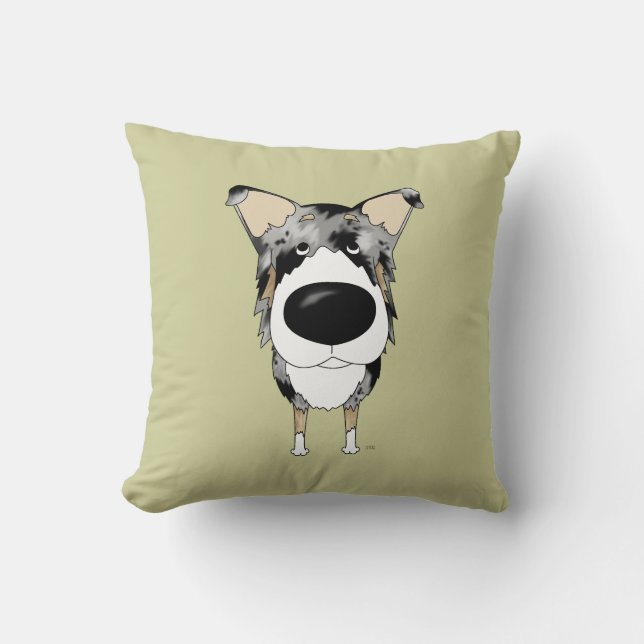 Big Nose Blue Merle Smooth Collie Cushion (Front)