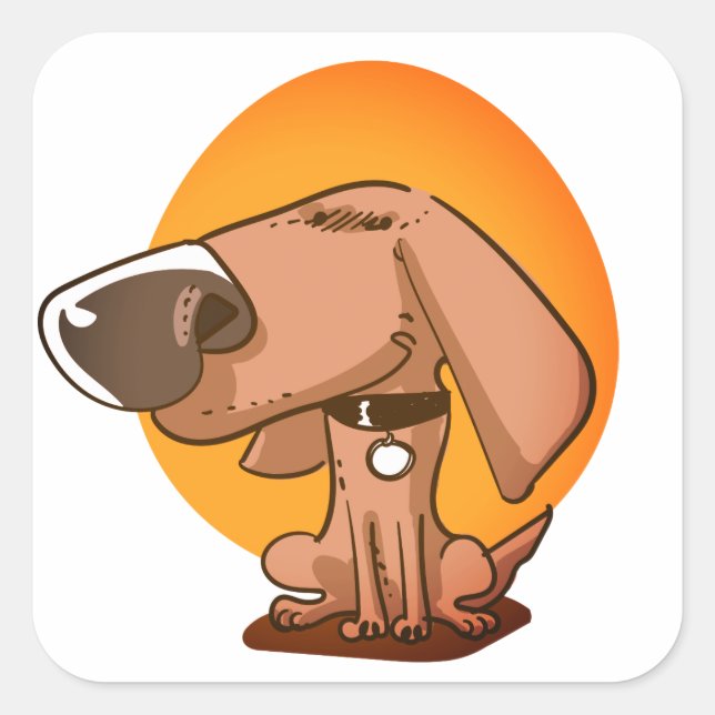 big nose funny dog cartoon square sticker (Front)