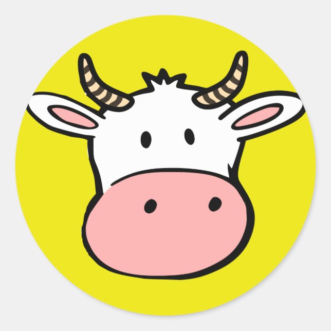 Big nosed cartoon cow classic round sticker (Front)