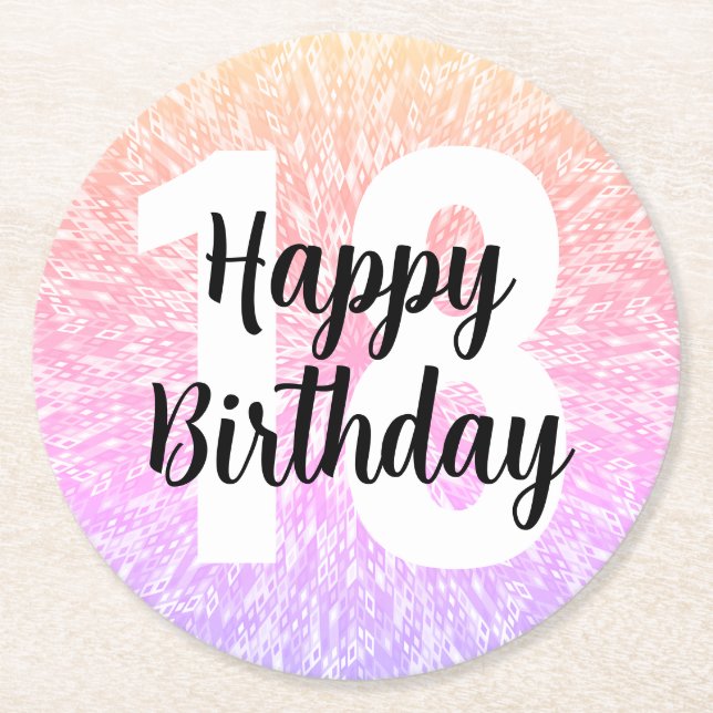 Big Number Mandala Birthday Paper Coasters (Front)