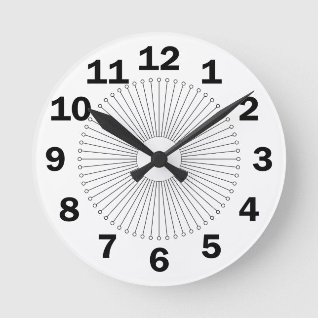 big numbers circle stick seconds round clock (Front)