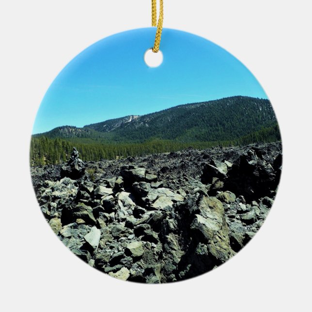 Big Obsidian Flow, OR Ceramic Ornament (Front)