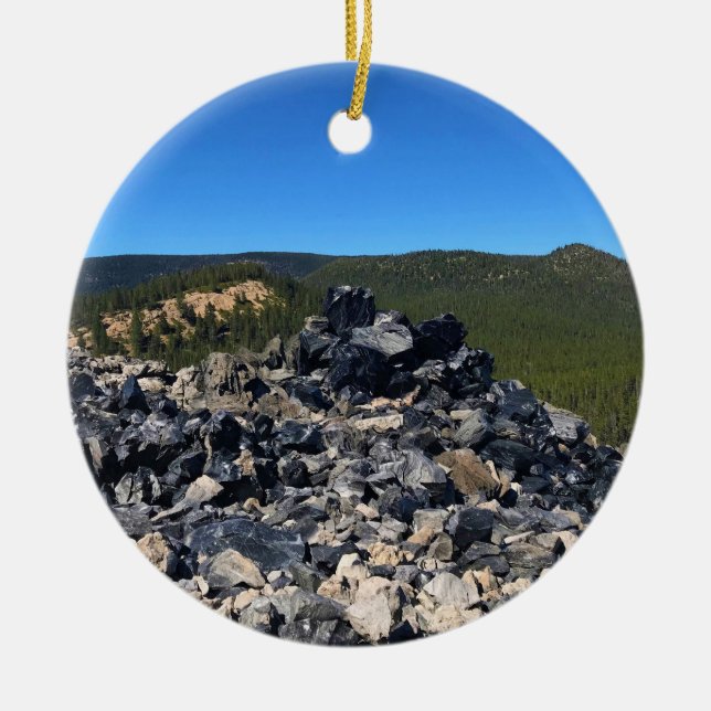 Big Obsidian Flow, OR Ceramic Ornament (Front)