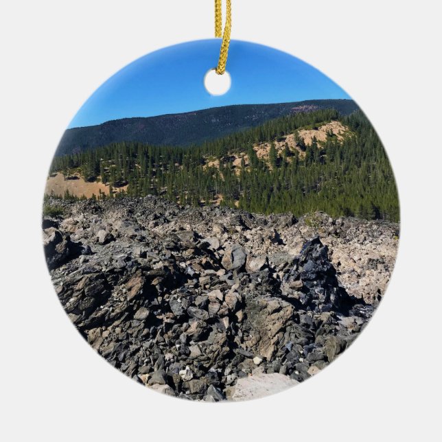 Big Obsidian Flow, OR Ceramic Ornament (Front)