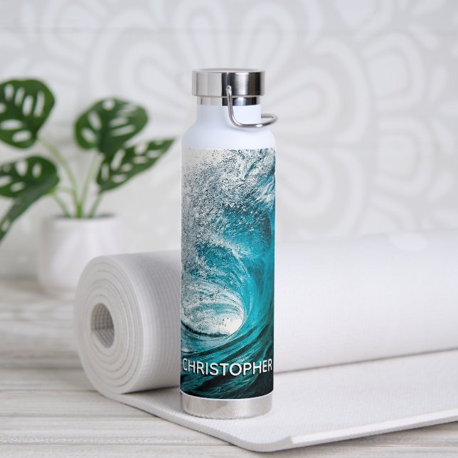 Big Ocean Wave Splash to Add your Name Water Bottle (Yoga)
