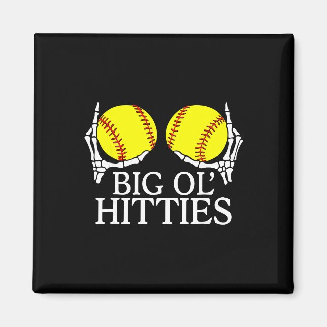 Big Ol’ Hitties, Funny Skeleton Hands Holding Soft Magnet (Front)
