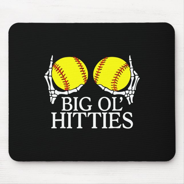 Big Ol’ Hitties, Funny Skeleton Hands Holding Soft Mouse Pad (Front)
