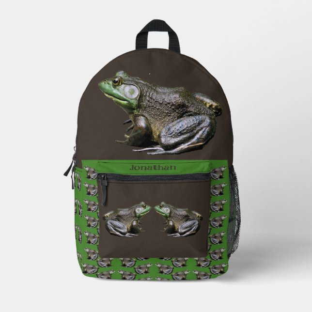Big Old Bullfrog Animal Personalised Printed Backpack (Front)