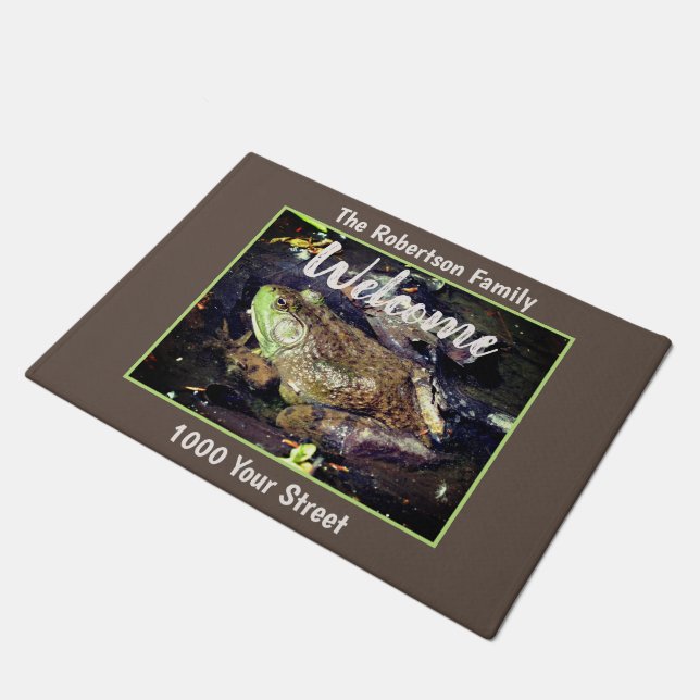 Big Old Bullfrog Nature Personalised Doormat (Angled)