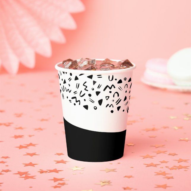 Big one Birthday 90s squiggle pattern paper cups (Insitu)