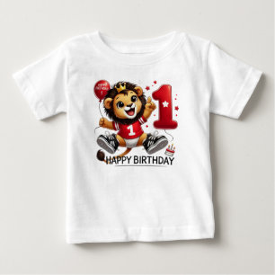 Big One Celebration: Lion with a Balloon Baby T-Shirt
