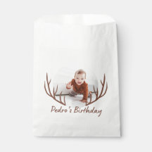 Big One Deer Antlers Rustic 1st Birthday Party 