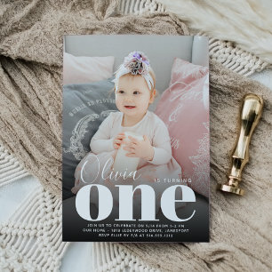Big One   First Birthday Party Photo Invitation